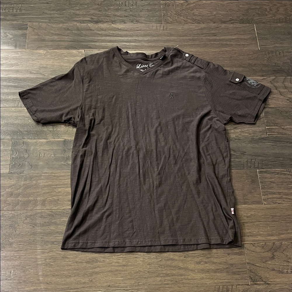 Lions Crest by English Laundry Slub V Neck T Shirt gray New Mens Size XL